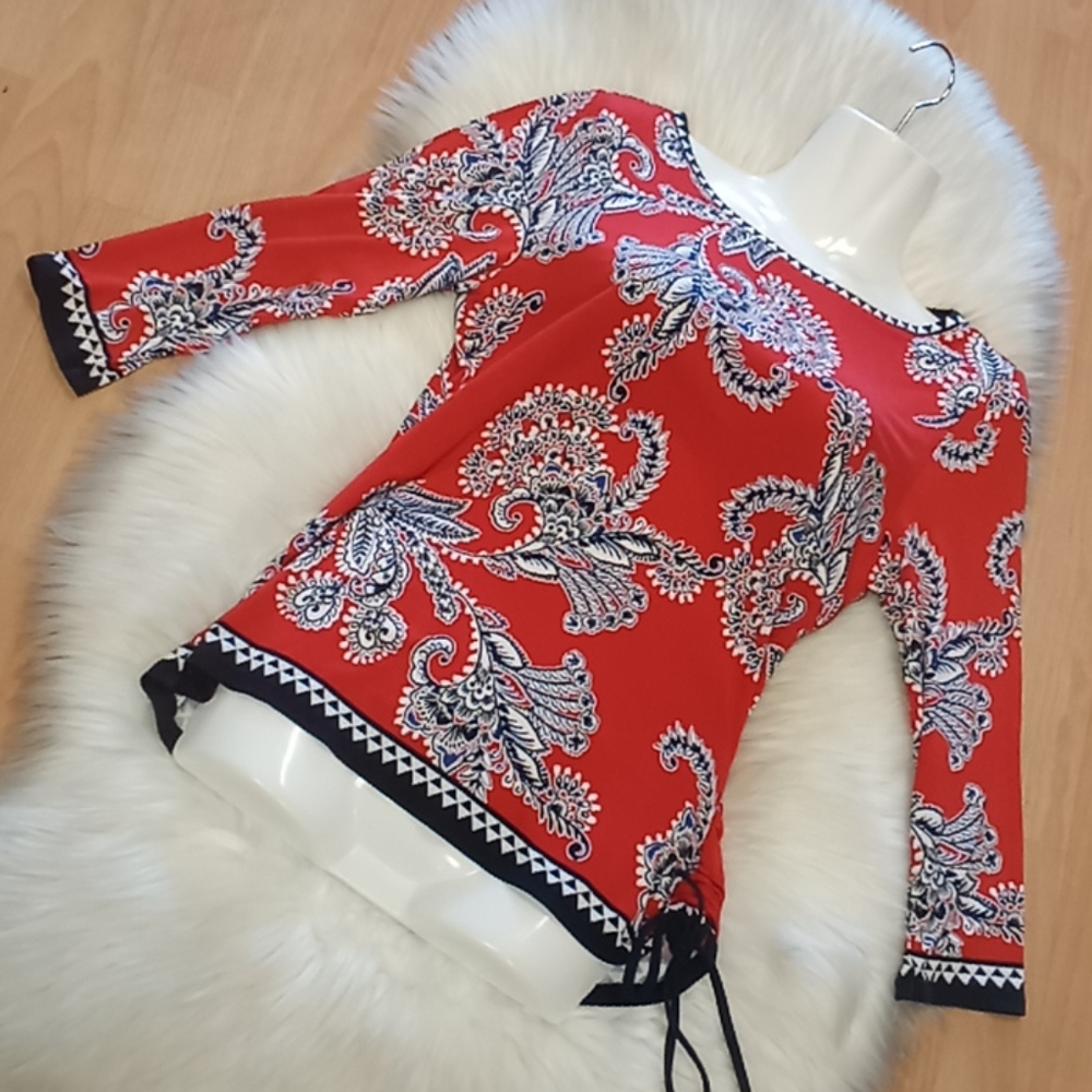 Ruby Rd. Floral Jersey Ruched Tunic - Picture 11 of 13